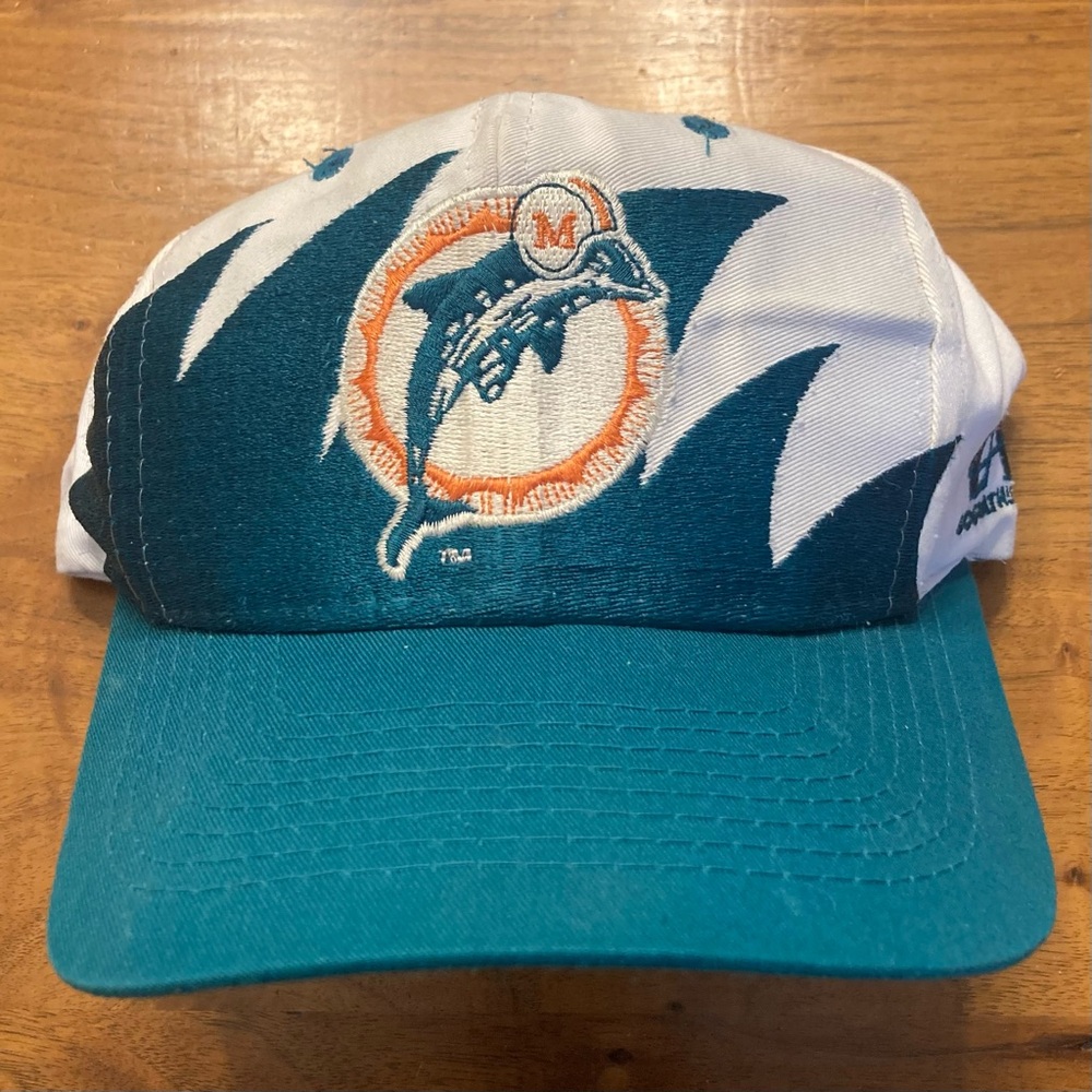 VTG 1990s Miami Dolphins Shark Tooth Snapback Cap Hat Logo Athletic